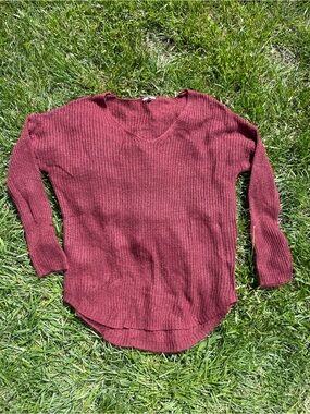 Burgundy Drop Shoulder Sweater - Large
